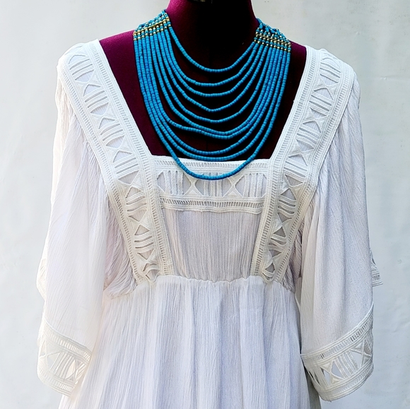 Charlotte Russe Dress Cottagecore Beachy White Embroidered Knee Length Womens XS - Picture 2 of 14